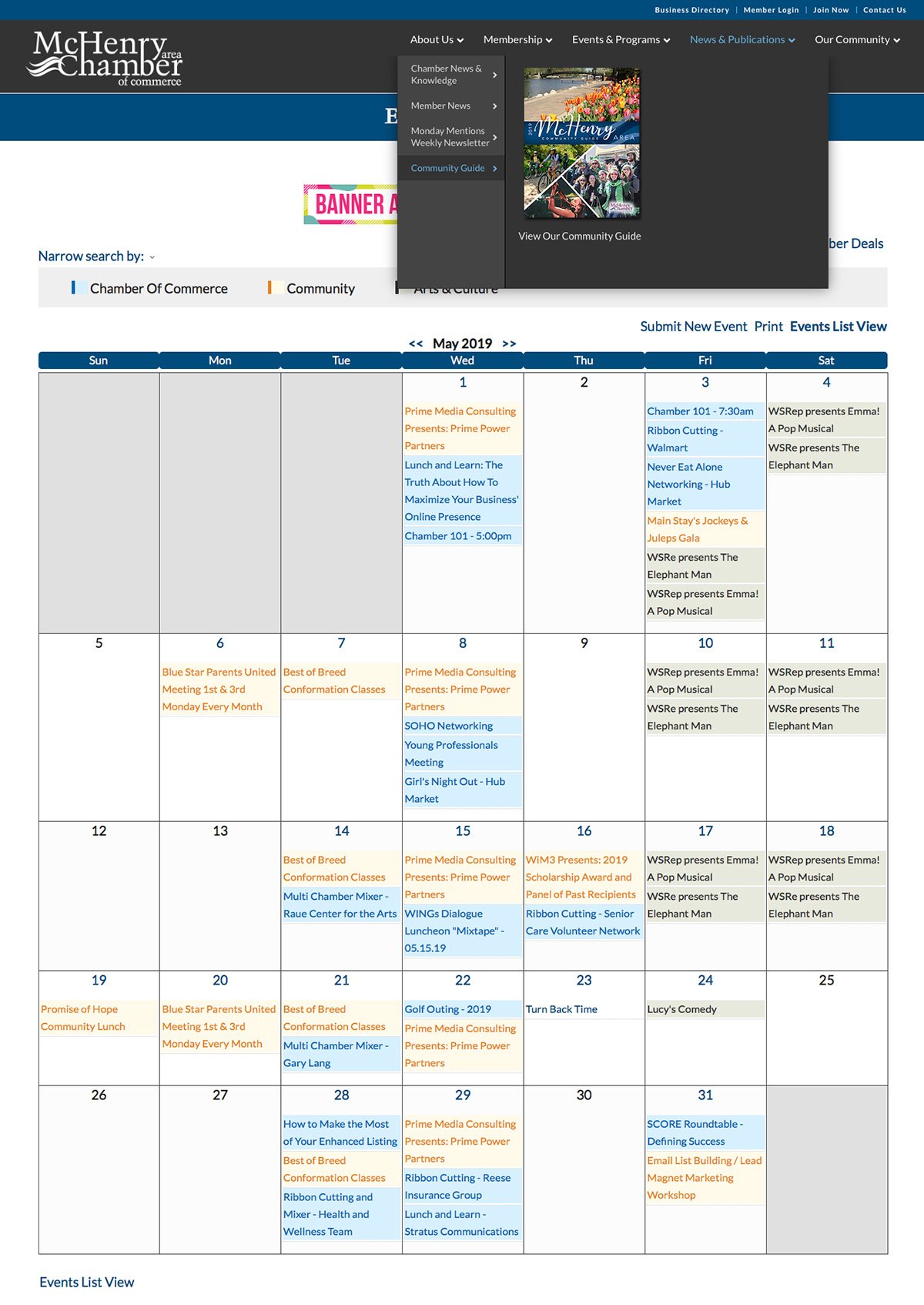 MACC Calendar Page
