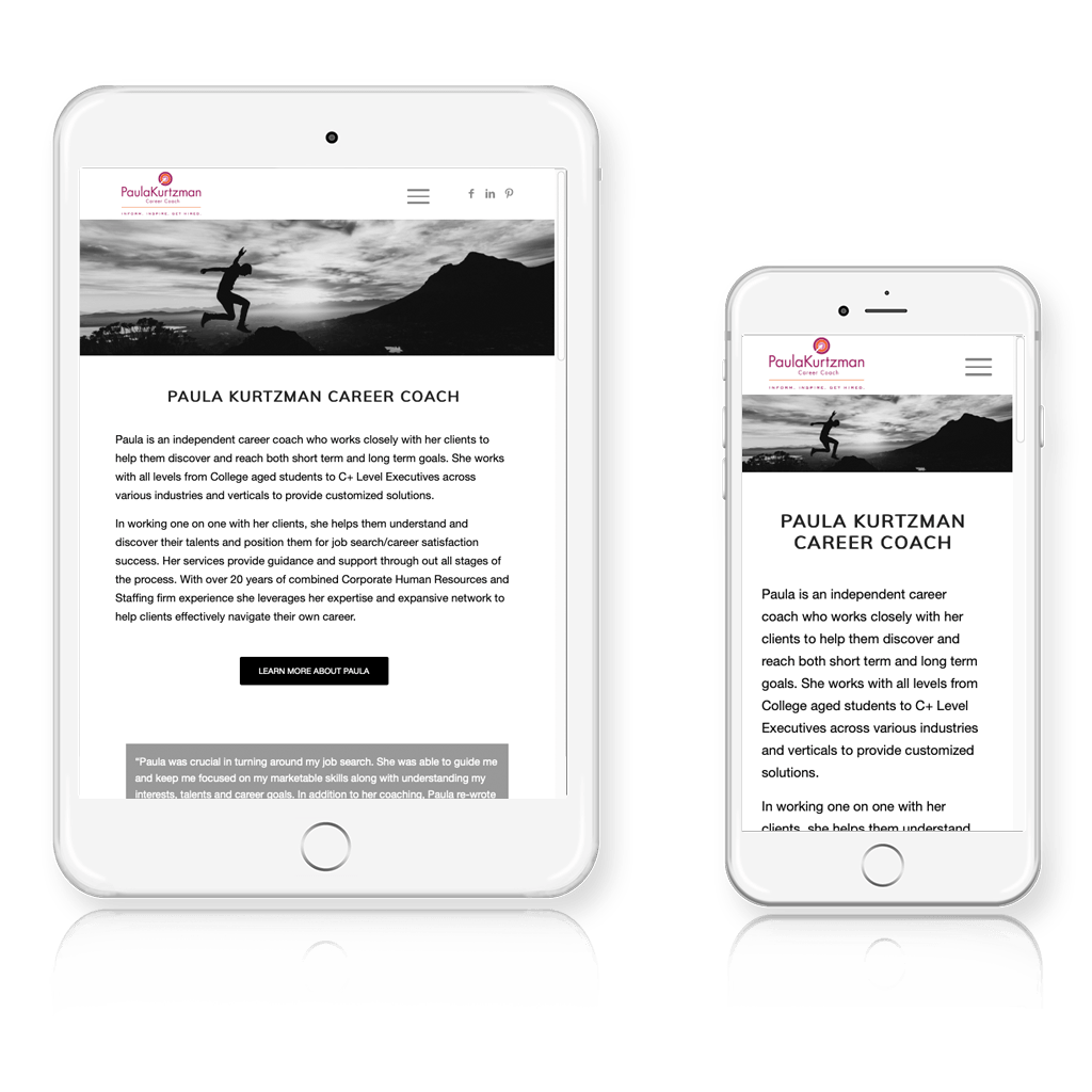 Paula Kurtzman Career Coach Responsive Layout